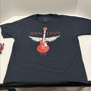 Retro Bon Jovi Black Graphic T-Shirt